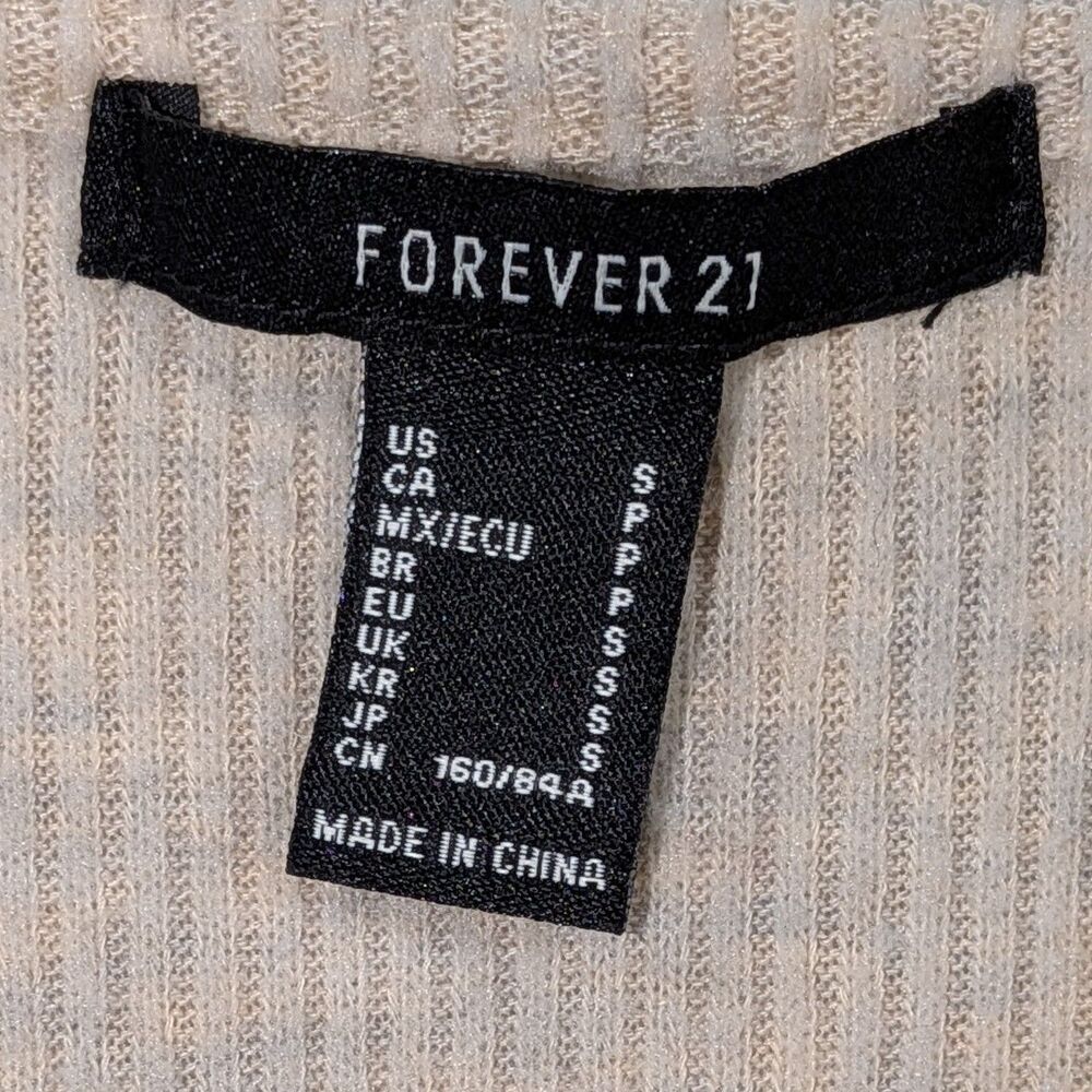 Forever 21 Beige Ribbed Long Sleeve Wrap Romper - Picture 2 of 7